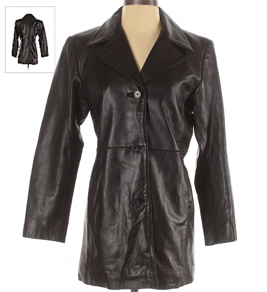 Alfani Petite Outerwear Genuine Leather Jacket - Picture 2 of 6